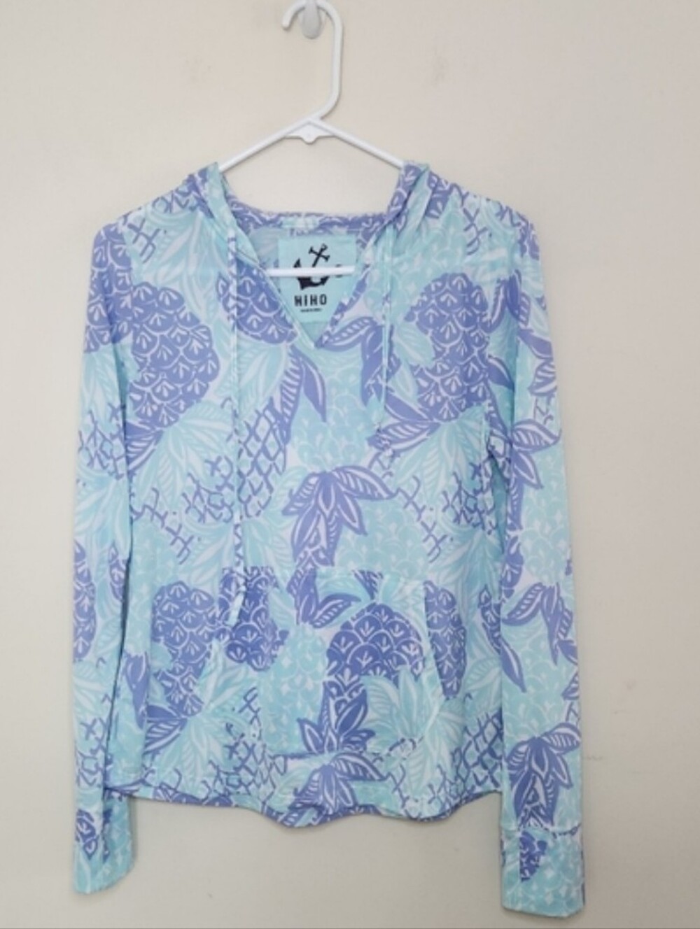 HIHO Light Blue & Lavender Pineapple Print Long Sleeve Top
